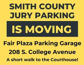 Graphic Announcing Jury Parking is Moving