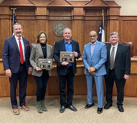 Smith County Commissioners Court members pose for a picture on December 31, 2024