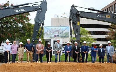 Smith County and City of Tyler leaders break ground together on the Downtown Improvement Project on August 29, 2025